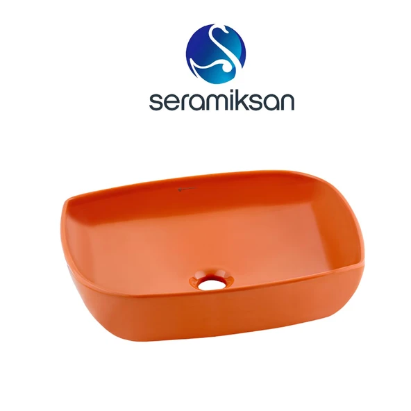 Seramiksan Dies Oval Tezgâh Üstü Batarya Deliksiz Turuncu Lavabo 50x38 Cm A002153H ürün görseli 1