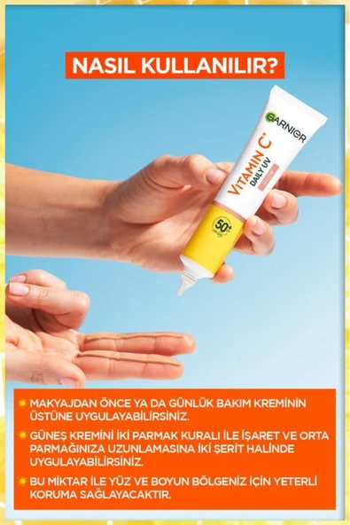 Garnier C Vitamini Parlak Günlük Güneş Koruyucu Fluid Yüz Kremi Işıltılı Doku SPF50+ / 40 ml ürün görseli 1