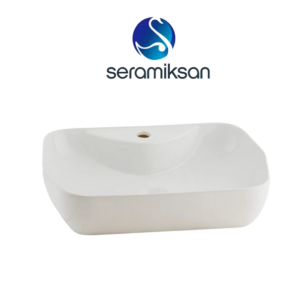 Seramiksan Lucida Oval Tezgâh Üstü Beyaz Batarya Delikli Lavabo 55x38 Cm A002561H ürün görseli 1