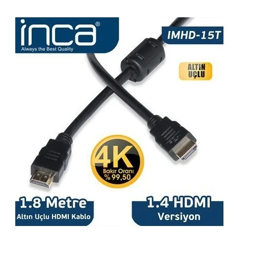 INCA IMHD-15T 1.8metre HDMI Görüntü Kablosu Gold 1.4v 4K ürün görseli 1