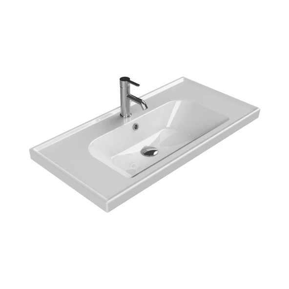 Turkuaz Cerastyle Frame Etajer Uyumlu Beyaz Lavabo 90x45 Cm 031300-u ürün görseli 1