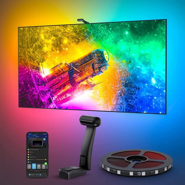 Govee En Görsel TV LED Backlight T2 with Dual Cameras, 11.8ft RGBIC Wi-Fi LED Strip Işıklar 55-65 inç TV, Double Strip Light Beads, for Home Cookings, Smart App Control, Music Sync ürün görseli 1