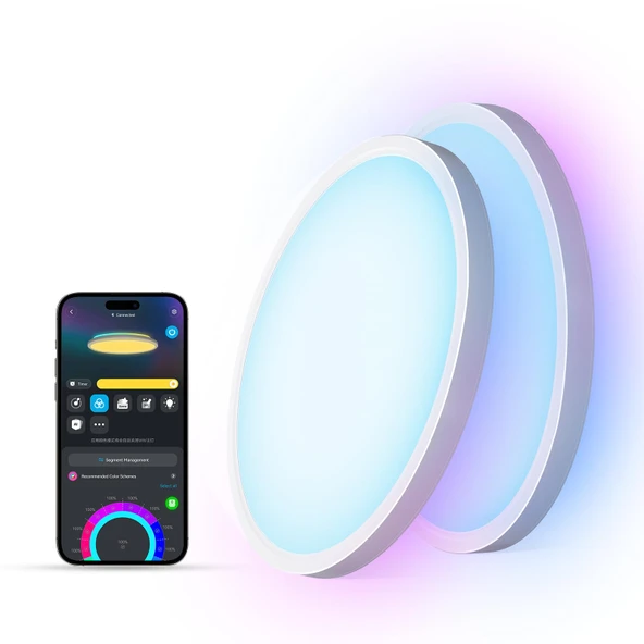Govee Smart Tavan Işık, RGBIC LED Tavan Işık Açıklama, 2400LM Flush Mount Light Fixture, DIY Colors, 12 Perfect, 1 Pack (Beyaz 2 Packs) ürün görseli 1