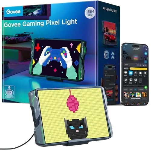 Govee x PAC-MAN Oyun Pixel Light, RGBIC LED Panel with Real-time Info Display, 150+ Sahne Mods & DIY Options, Smart Pixel Lights (Wi-Fi Only), Alexa ile çalışır, Game Room, 52x32 Pixels ürün görseli 1