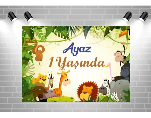 Safari Temalı Kişiye Özel Isimli 70x100 Cm Ölçüsünde Branda Afiş ürün görseli 1