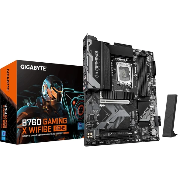 GIGABYTE B760 GAMING X WIFI6E LGA1700 DDR5 7600MHz(OC) PCIe 5.0 Çift M.2 NVMe WiFi 6E 2.5GbE LAN ATX Gaming Anakart ürün görseli 1