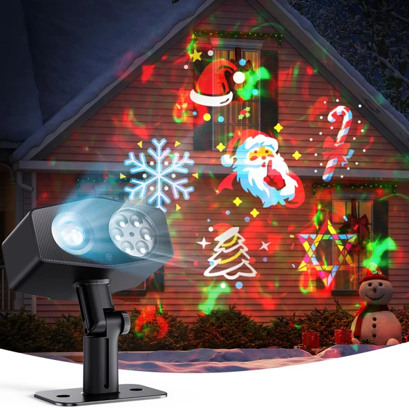 Govee Led Dış Mekan Kar Tanesi Projektörü, 20 Gobolu RGBW Su Dalgası Projektörü, IP67 Su Geçirmez Projeksiyon Lambası, Festivaller için 58 Sahne Modu, Alexa, Matter, Google Assistant ile çalışır ürün görseli 1