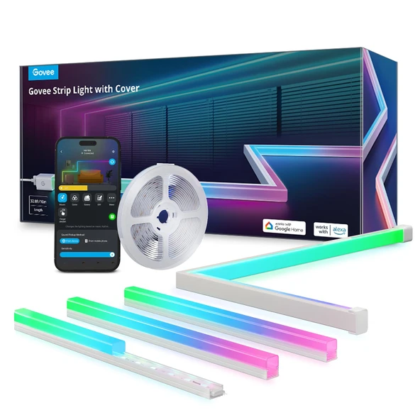 Govee RGBIC profilli LED şerit, Alexa ve Google Assistant ile uyumlu 10M akıllı LED şerit, 64 sahne modu, APP kontrolü, yatak odaları için şeritli ray, süpürgelikler, dolap ürün görseli 1