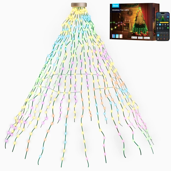Govee Noel Ağacı Dize Işıkları, Akıllı 480 LED'ler RGBIC Noel Işıkları, 2M*24 Dize Işıkları İç Mekan, Tatil Dekoru için 60+ Sahne Modu, Alexa ile uyumlu, Yeşil Tel ürün görseli 1