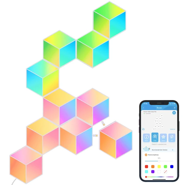 Govee Glide Hexa Pro Light Panel, RGBIC 3D Hexagon Wall Lights, Wi-Fi LED Creation Light with Music Sync, Works with Alexa Google Assistant for Living Room, Odalar, Oyun Odalar, 10 Pack ürün görseli 1