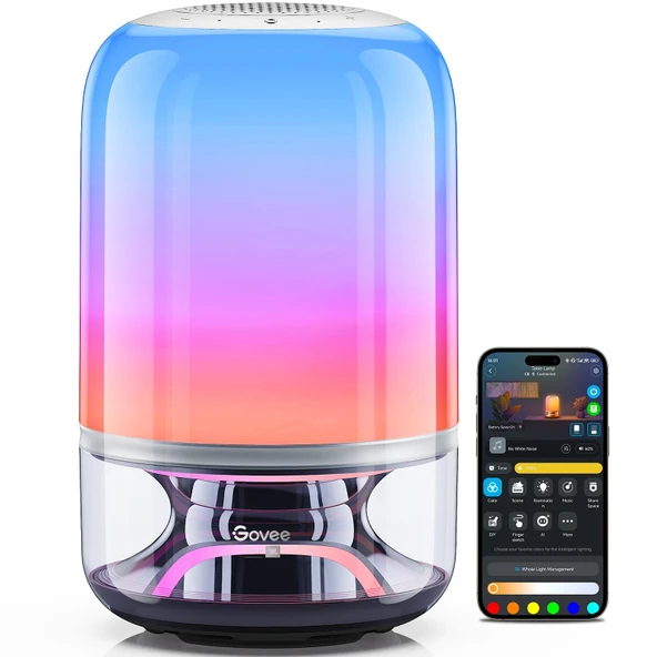 Govee Table Lamp 2 Pro x Sound by JBL, Smart Cordless Table Lamp with Speaker, Music-Light Sync, 16 Music Modes & 100+ Sahne Modus, Work with Matter, DIY Özel Isıtma Masası Lamp for Bedroom, DIY ürün görseli 1