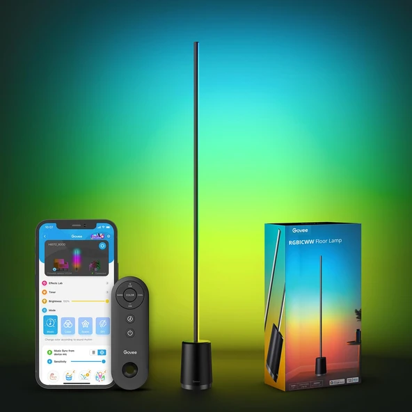 Govee RGBIC Floor Lamp, Modern LED Lyra Corner Lamp 64+ Sahne ve Müzik Modus, 1500 Lumens, DIY Mode, Smart Uzak Kontrol Ayakhanesi Oda, Oturma Odası, Oyun Odası, Siyah Oda, Siyah Oda ürün görseli 1