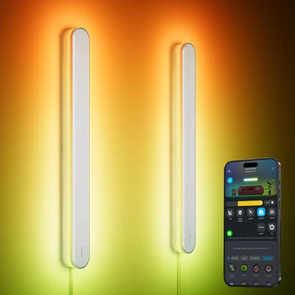 Govee Wall Ss Two, RGBIC LED Duvar Işıkları, Madde & Alexa ile çalışır, Müzik Sen, Wall Mount Light, Foot Modern Room Light for Living Room Bedroom Hallway, 2 Pack ürün görseli 1