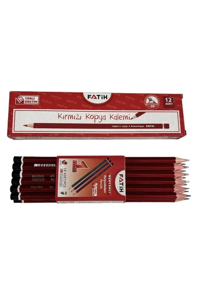 FATİH 12'Lİ MERCANLI KURŞUN KALEM+FATİH 12'Lİ KIRMIZI KOPYA KALEMİ ürün görseli 1