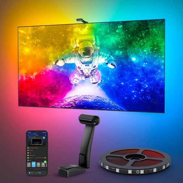 Govee En Görsel TV LED Backlight T2 with Dual Cameras, 21ft RGBIC Wi-Fi LED Strip Işık 98-100 inç TVs, Double Strip Light Beads, for Home Cookings, Smart App Control, Music Sync ürün görseli 1