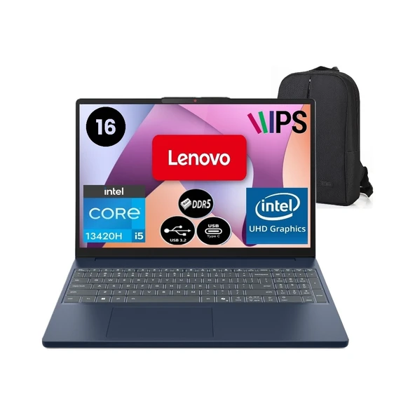 Ideapad Slim 3 I5-13420H 16 G 1tb SSD 16' Fhd+ 1920X1200 W11P Cosmic Blue 83K2001RTR + Istanbul Arena Çanta ürün görseli 1