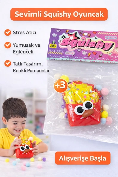 Yumuşak Sevimli Hamburğer Patates Squishy ürün görseli 1