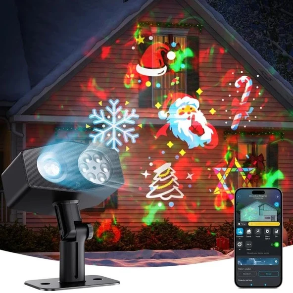 Govee Açık Dekorasyon Projesior Işık, Yükseltilmiş LED Karflake Projector, 180° Rotation, 20 HD Effects & 58 Sahne Mods with App Control, IP67 Uyumlu Alexa, Google Asistan, Matter ürün görseli 1