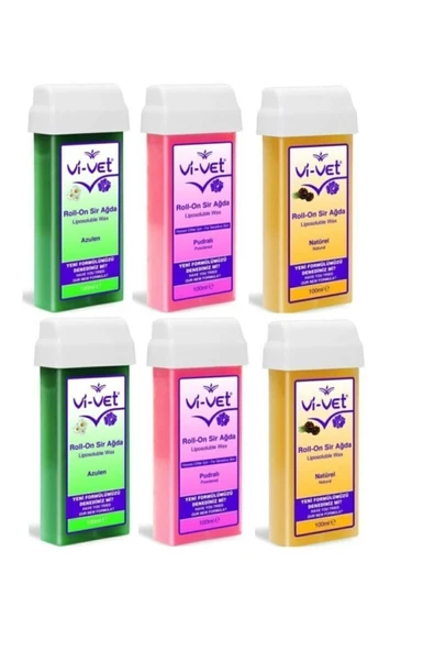 Vi-vet Kartuş Roll-On Pudralı-Naturel-Azulen Sir Ağda 100 ml 6 Adet ürün görseli 1