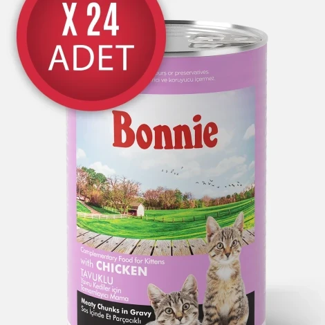 Bonnie Tavuklu Sos İçinde Et Parçacıklı Yavru Kedi Konservesi 400g x 24 Adet ürün görseli 1