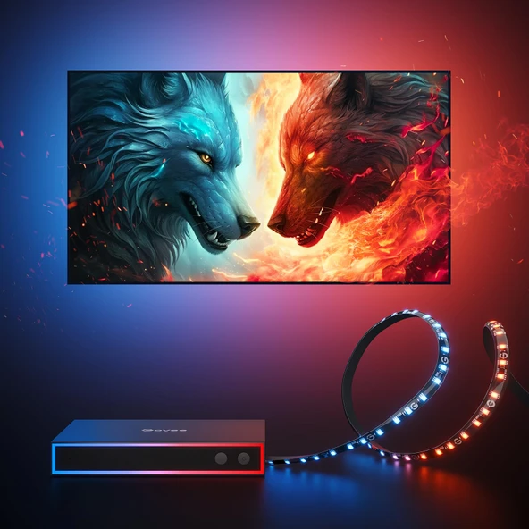 Govee HDMI2.0 AI Oyun Sen Box Kit, 4K Oyun kutusu & 11.8FT RGBIC TV LED 55-65 inç TV, AI Aydınlatma Etkileri, Alexa Google Asistanı ile çalışır, Game Movie Color Match, CEC 3 1 Out ürün görseli 1