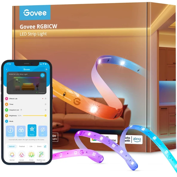 Sıcak beyaz ışıklı yatak odaları için Govee RGBIC LED şerit 20M, 2x10m Akıllı LED şerit Alexa uyumlu, tek satırda DIY birden fazla renk, renk değiştiren LED ışık, müzik senkronizasyonu ürün görseli 1