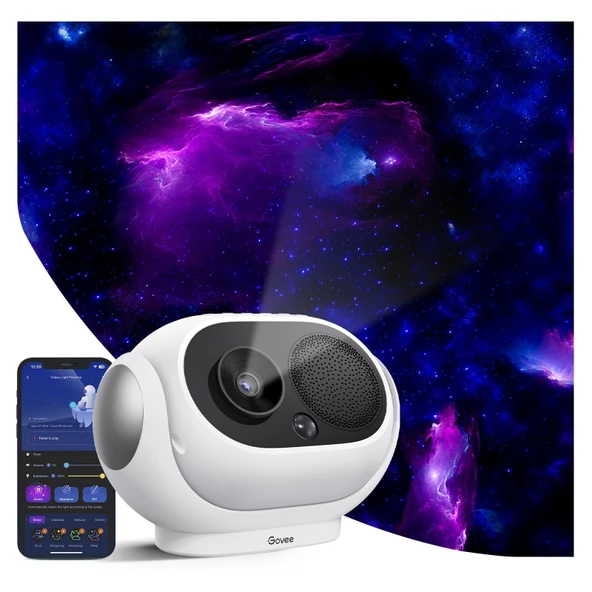 Govee Yıldızlı Gökyüzü Projektörü, 8 Değiştirilebilir Disk, 38 Sahne Modu, Bluetooth Hoparlör ve 37 Beyaz Ses, Yatak Odası için Alexa/Google Asistanlı LED Projektör, Tavan ürün görseli 1