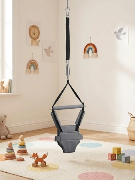 Gri, Hoppala Zıpzıp - Tavana Asılan Yaylı Bebek Salıncağı - Ergonomik Konforlu Tasarım ürün görseli 1