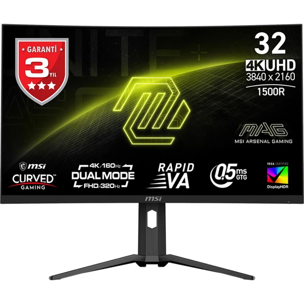 MSI MAG 321CUPDF 32 3840x2160 UHD 160Hz 0.5ms HDMI DP Type-C HDR 400 FreeSync Premium Curve 1500R Gaming Monitör ürün görseli 1