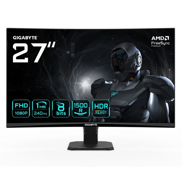 Gigabyte GS27FC2 27 1920x1080 FHD 240Hz 1ms Curve 1500R HDMI DP HDR10 Adaptive Sync VA Gaming Monitör ürün görseli 1
