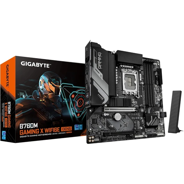 GIGABYTE B760M GAMING X WIFI LGA1700 DDR5 7600MHz(OC) PCIe 5.0 Çift M.2 NVMe WiFi 6E 2.5GbE LAN mATX Gaming Anakart ürün görseli 1