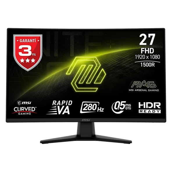 MSI MAG 274CXF 27 1920x1080 280Hz 0.5ms HDMI DP FreeSync 1500R Curved Gaming Monitör ürün görseli 1
