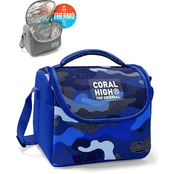 Coral High Kids Lacivert Saks Kamuflaj Desenli Thermo Beslenme Çantası 22789 ürün görseli 1