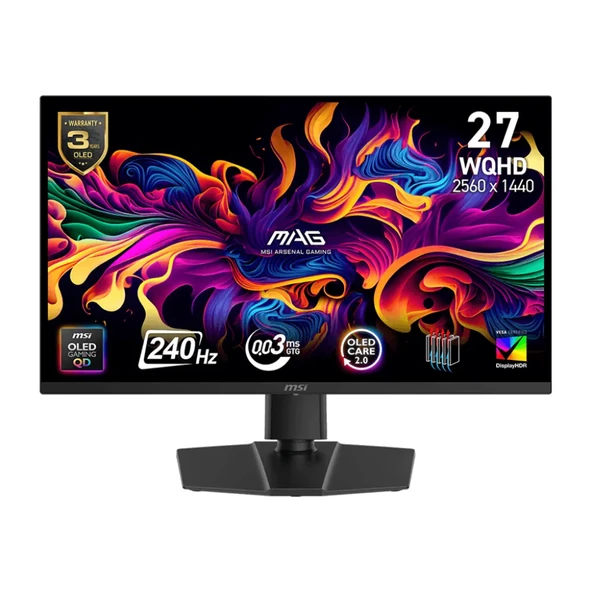 MSI MAG 273QP QD-OLED X24 27 2560x1440 WQHD 240Hz 0.03 ms HDMI DP True Black 400 Adaptive Sync Gaming Monitör ürün görseli 1