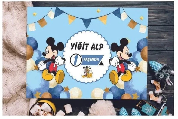 Mickey Mouse Temalı Doğum Günü Afişi 70x100 Cm Branda Afiş ürün görseli 1