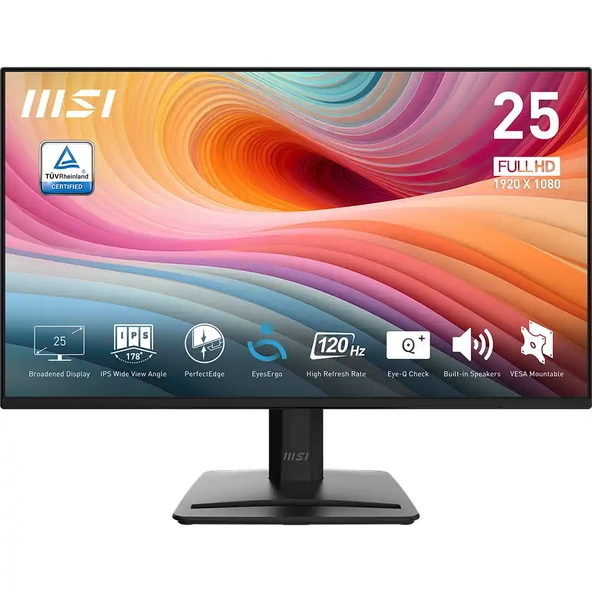 MSI PRO MP252 E2 24.5 1920x1080 FHD 120Hz 1ms HDMI DP Adaptive Sync IPS Monitör ürün görseli 1