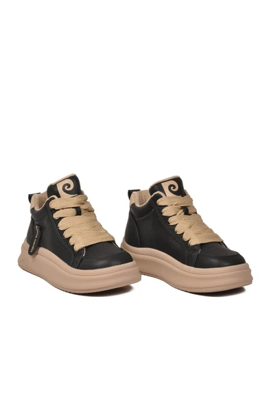 Siyah Bağcıklı Kadın Hi Sneaker - Resim 3