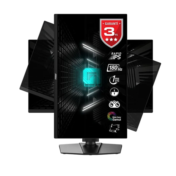 MSI G255PF E2 24.5 1920x1080 180Hz 1ms HDMI DP Pivot IPS Gaming Monitör ürün görseli 1