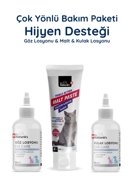 Kedi Malt Macunu 100 g + Göz ve Kulak Temizleme Solüsyonu Seti – 3’lü Kedi Bakım Paketi ürün görseli 1