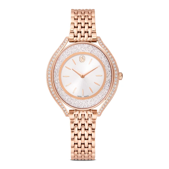 Crystalline aura Saat, İsviçre Üretimi, Metal bileklik, Rose Altın tonu, Pembe altın rengi yüzey ürün görseli 1