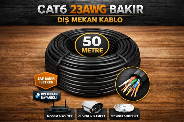 CAT6 23AWG Bakır Dış Mekan Network Kablosu 50 mt. ürün görseli 1