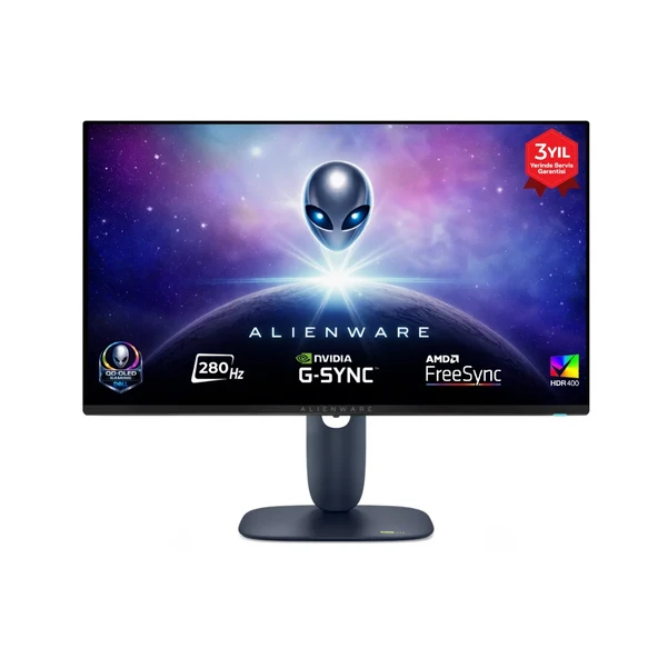 Dell Alienware AW2725D 27 2560x1440 QHD 280Hz 0.03 ms HDMI DP Type-C True Black 400 QD-OLED Gaming Monitör ürün görseli 1