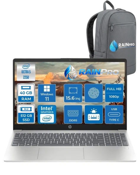 Hp Laptop AI 15-FD2020NT Intel® Core Ultra5 225U 40 GB DDR5 512 GB SSD Intel® Grafik Kartı 15,6'' Fhd IPS 300Nit Windows 11 Home CK6C5EARNP10 ürün görseli 1