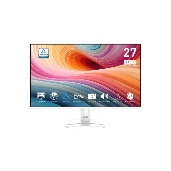 MSI PRO MP275W E2 27 1920x1080 120Hz 1ms HDMI VGA Adaptive Sync Beyaz IPS Monitör ürün görseli 1