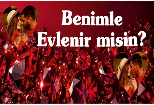 Evlilik Teklifi Pankart, Benimle Evlenir Misin Branda Afiş 150x75 cm ürün görseli 1