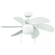 Vanti KCF281 60W 30 inç Ahşap Beyaz 6 Kanatlı Lambalı Avizeli İpli Tavan Vantilatörü ürün görseli 1