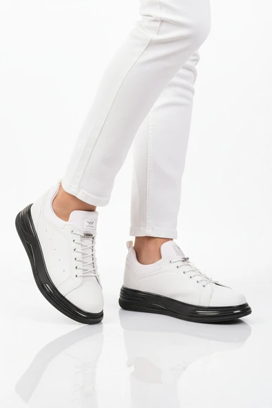 Beyaz Lastik Bağcıklı Erkek Sneaker ürün görseli 1