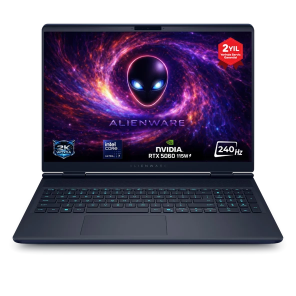 Dell Alienware 16X Aurora AC16251 Ultra 7 255HX 16GB 1TB + 512GB SSD 8GB RTX5060 115W 16 WQXGA 240Hz Windows 11 ürün görseli 1