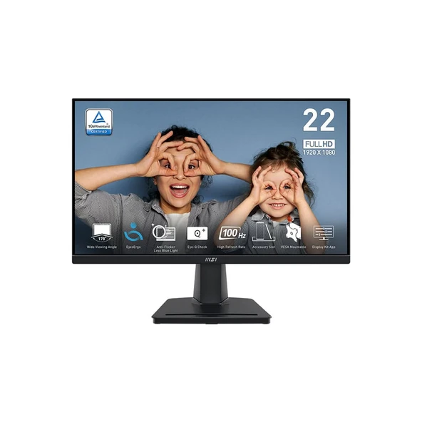 MSI PRO MP225V 21.5 1920x1080 100Hz 1ms HDMI VGA Adaptive Sync Led Monitör ürün görseli 1