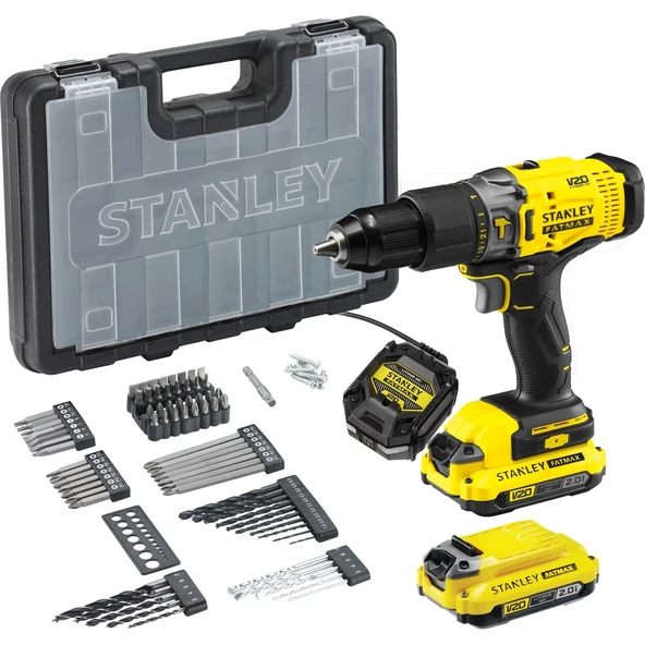 Stanley Fatmax SCD718D2A ® V20 18V 2.0AH Çift Akülü Darbeli Matkap + 85 Parça Set ürün görseli 1